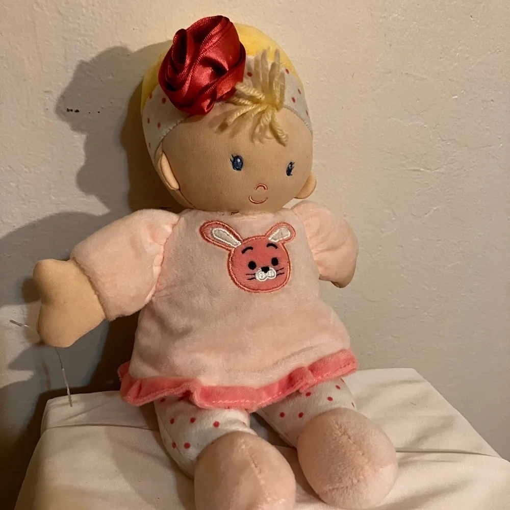 2012 Kids Preferred plush soft fleece doll with rose headband and bunny dress